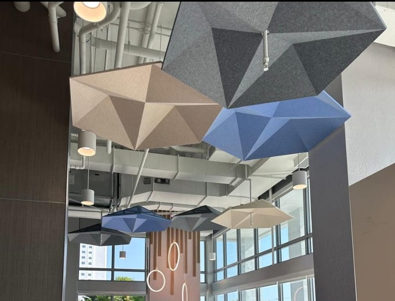 Acoustic ceiling installed by FM Decoration Corp. in Miami